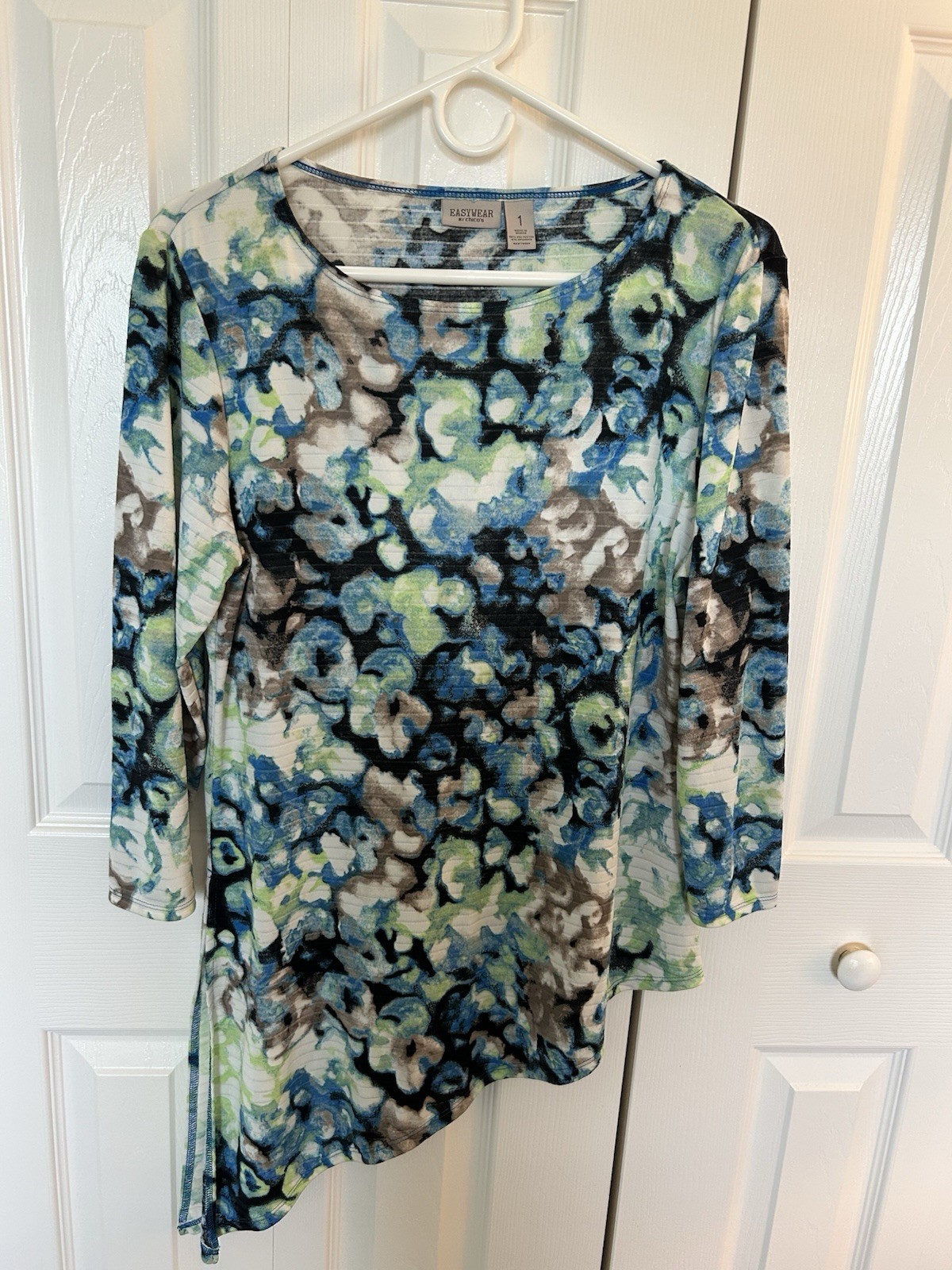 Easywear By Chicos Size 1 (M) Multicolor  Stretch Tunic Top