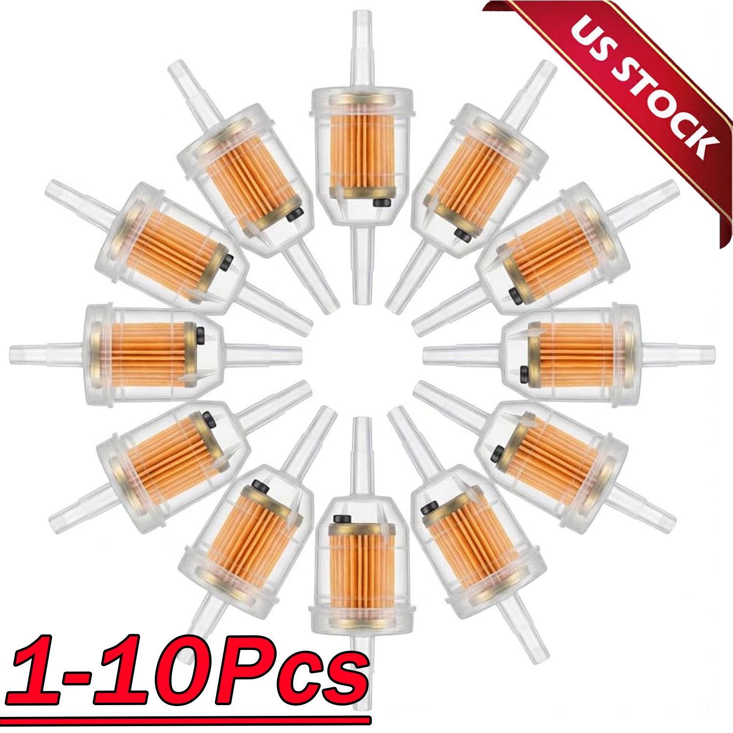 1-10Pack Motor Inline Gas Oil Fuel Filter Small Engine for 1/4\'\' 5/16\