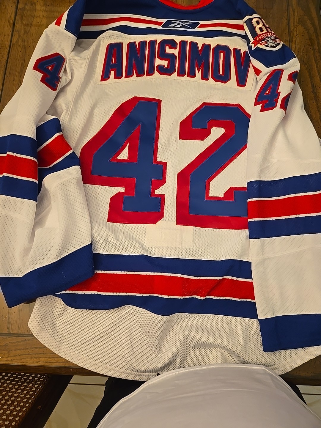 NewYork Rangers Artem Anisimov Game Worn Jersey,85th Anniversary Steiner Sports.