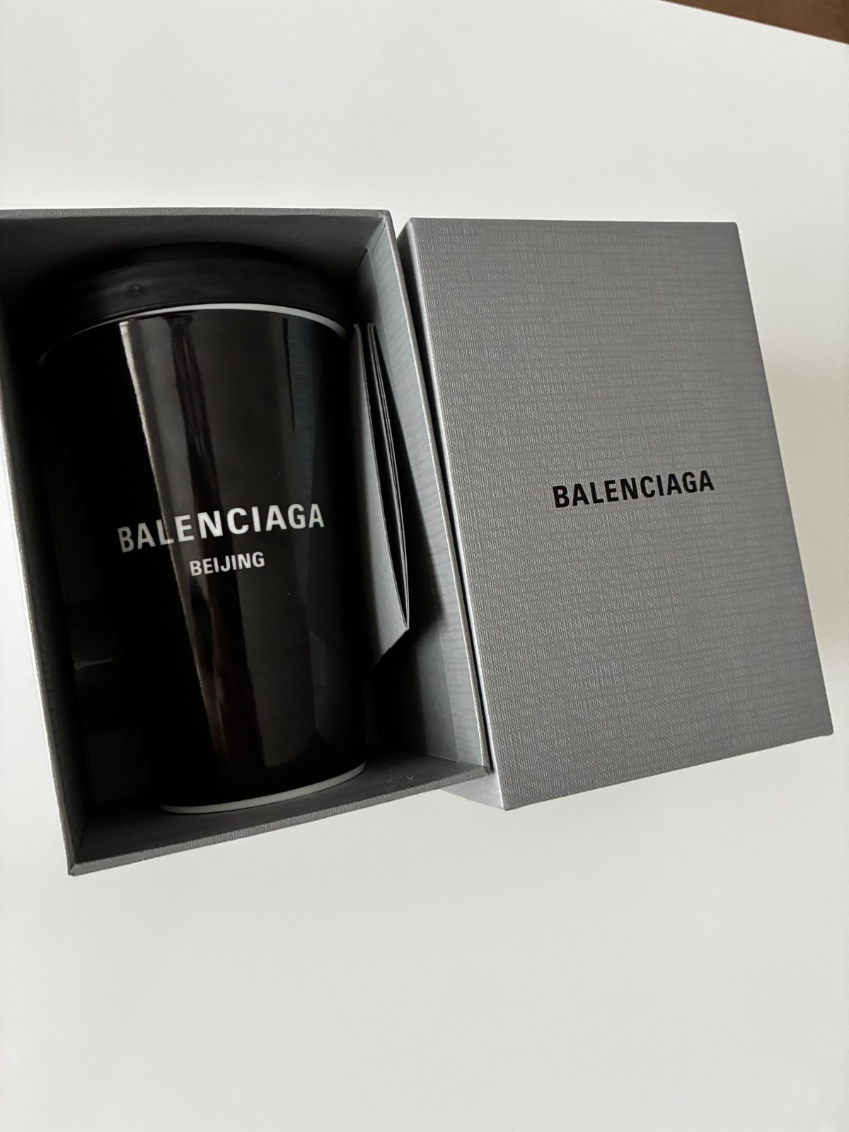 Balenciaga Cities Coffee Cup Beijing Black Porcelain with Lid Boxed New