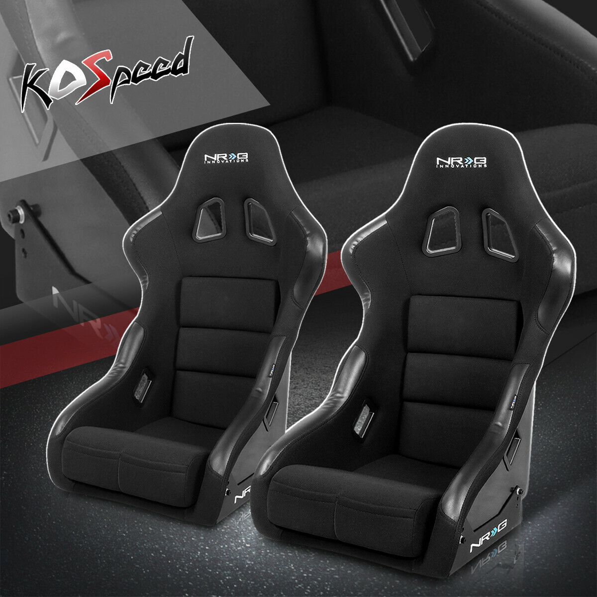 NRG Innovations FRP-311 Pair Fixed Back Medium Size Bucket Racing Seat+Brackets NRG Innovations FRP-311 Pair Fixed Back Medium Size Bucket Racing Seat+Brackets