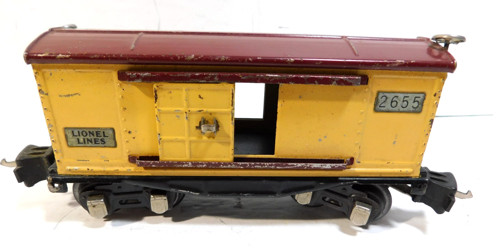 Vintage Lionel Lines 2655 Yellow Box Car O Gauge Tinplate Train Car Prewar (NB)