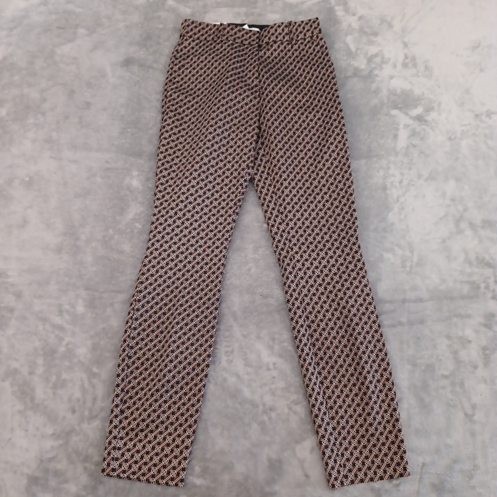 H&M Ankle Pants Womens Size 2 Brown Black Geometric Pockets Stretch 25x28 New H&M Ankle Pants Womens Size 2 Brown Black Geometric Pockets Stretch 25x28 New