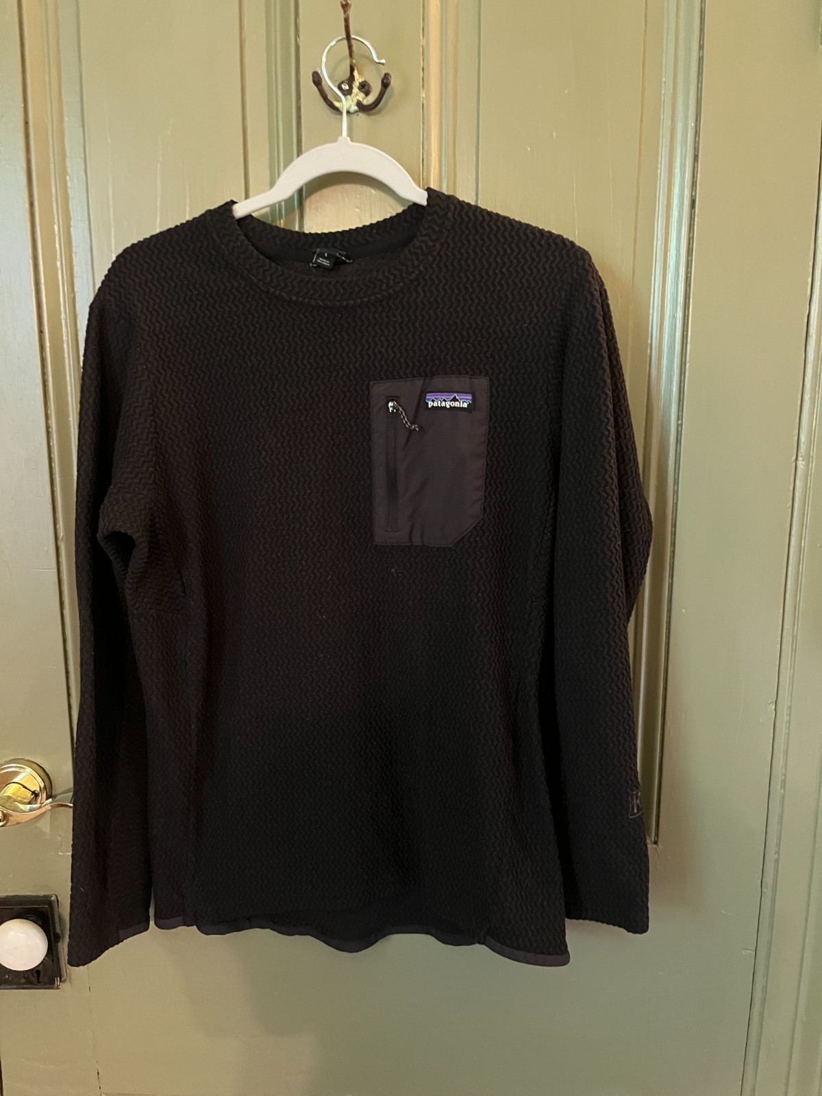 Patagonia R1 Air Mens Large Black Crew Fleece Pullover Hiking Climbing