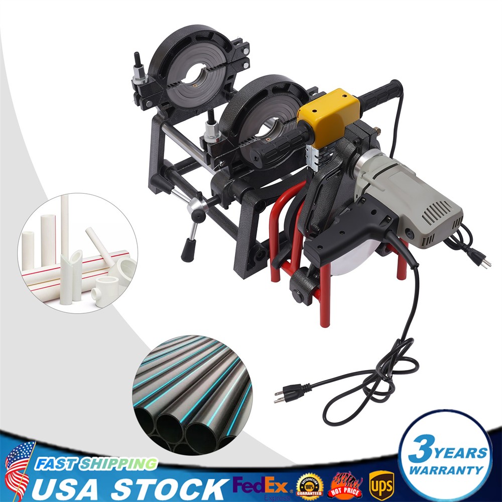 110V Pipe Fusion Welder 2 Clamps 63-200MM Manual PP PE HDPE Pipe Welding Machine