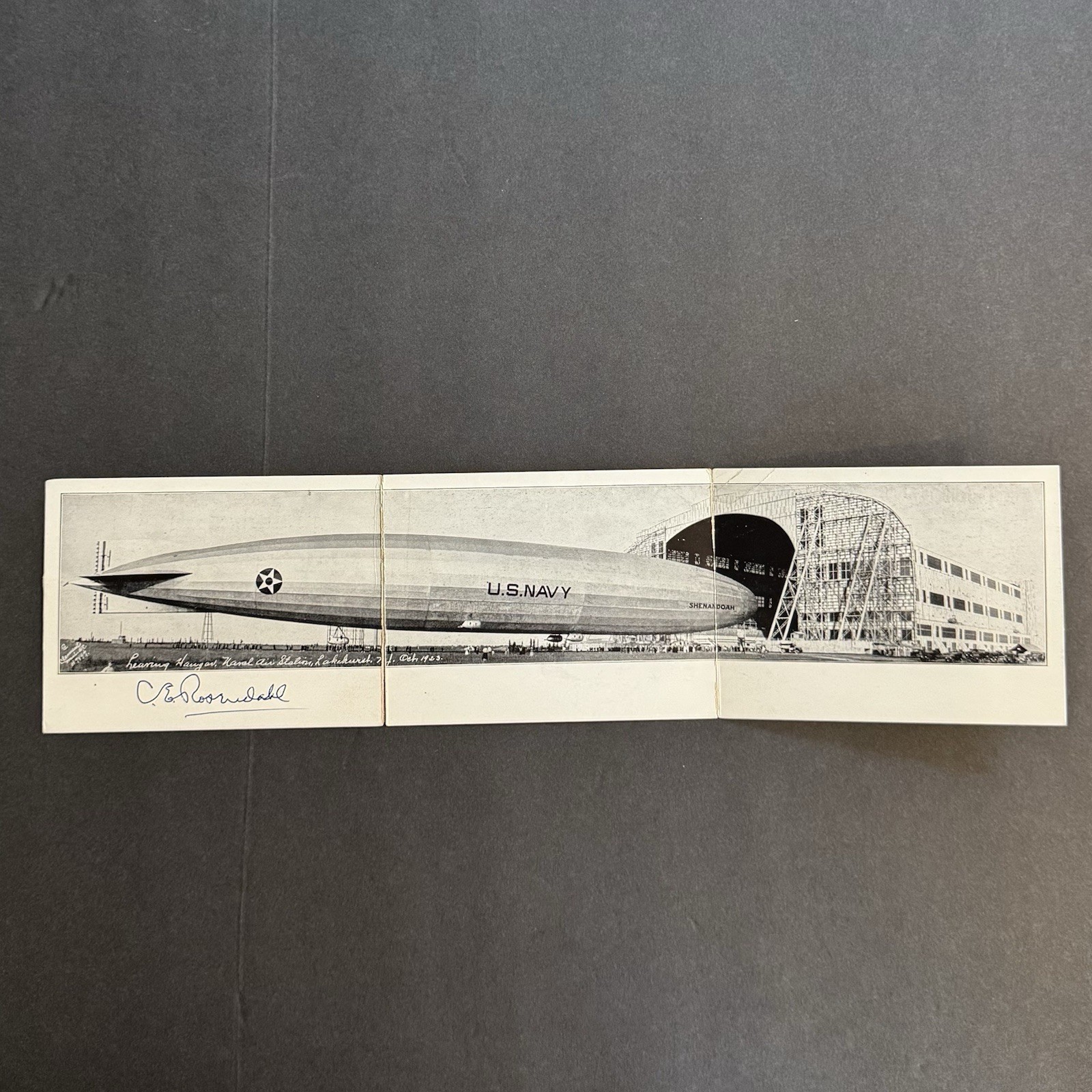 Vintage USS Shenandoah Airship Mailing Card - Signed by C.E. Rosendahl Lakehurst