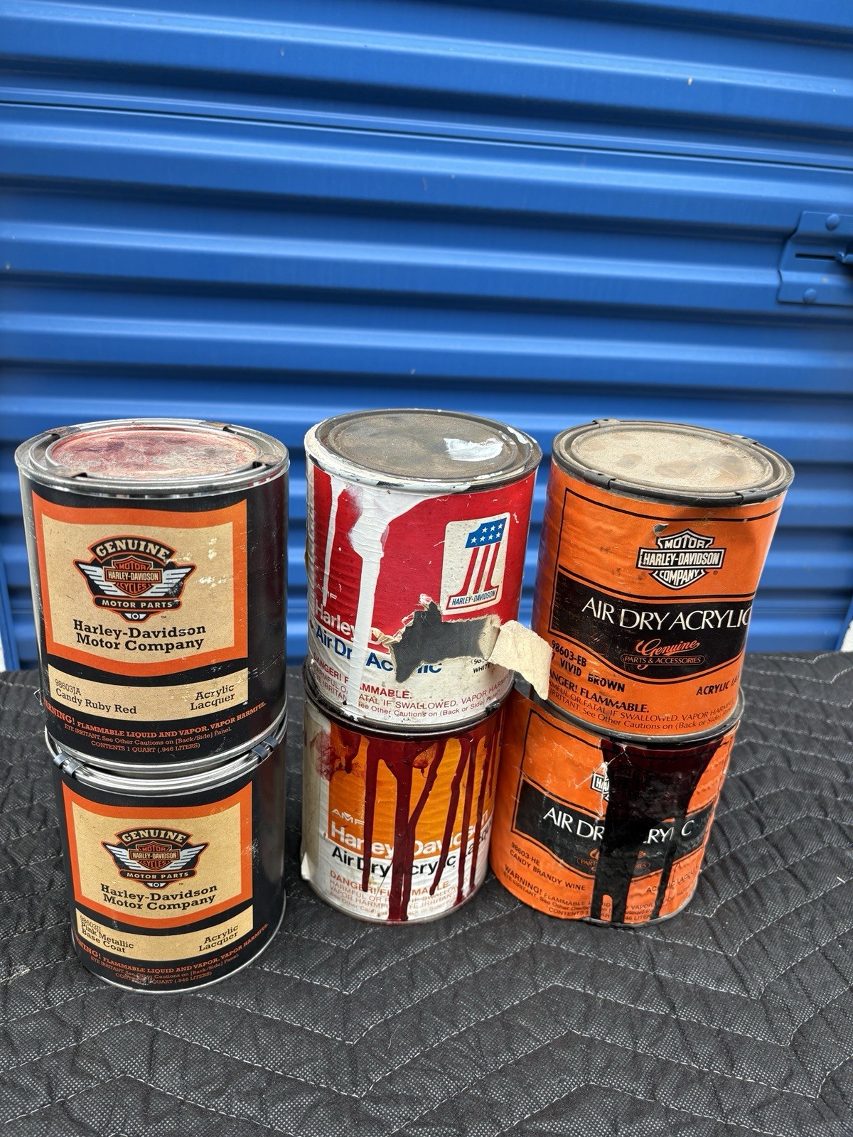 6 Harley Davidson OEM Paint Cans. 3 Unopened.