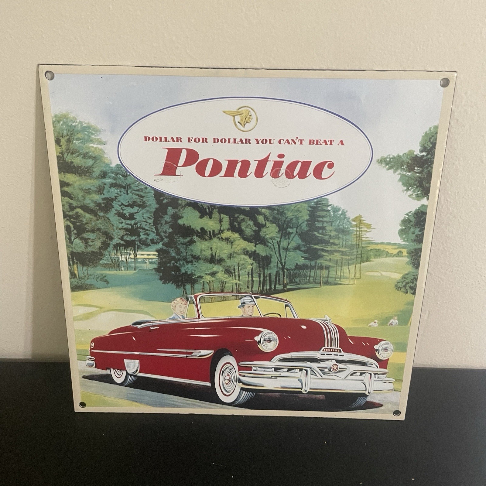 VINTAGE PONTIAC VAN FORREST GASOLINE OIL PORCELAIN SIGN VINTAGE PONTIAC VAN FORREST GASOLINE OIL PORCELAIN SIGN