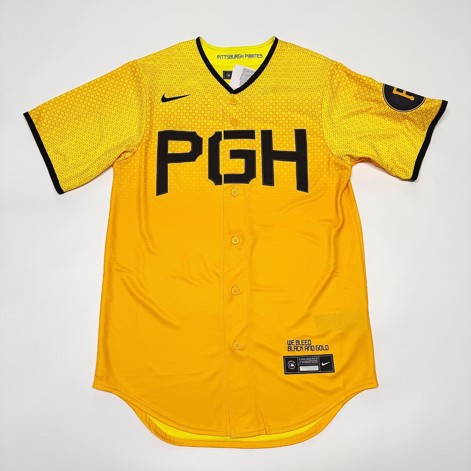 $140 NWT Authentic NIKE Pittsburgh Pirates City Connect MLB Baseball Gold Jersey
