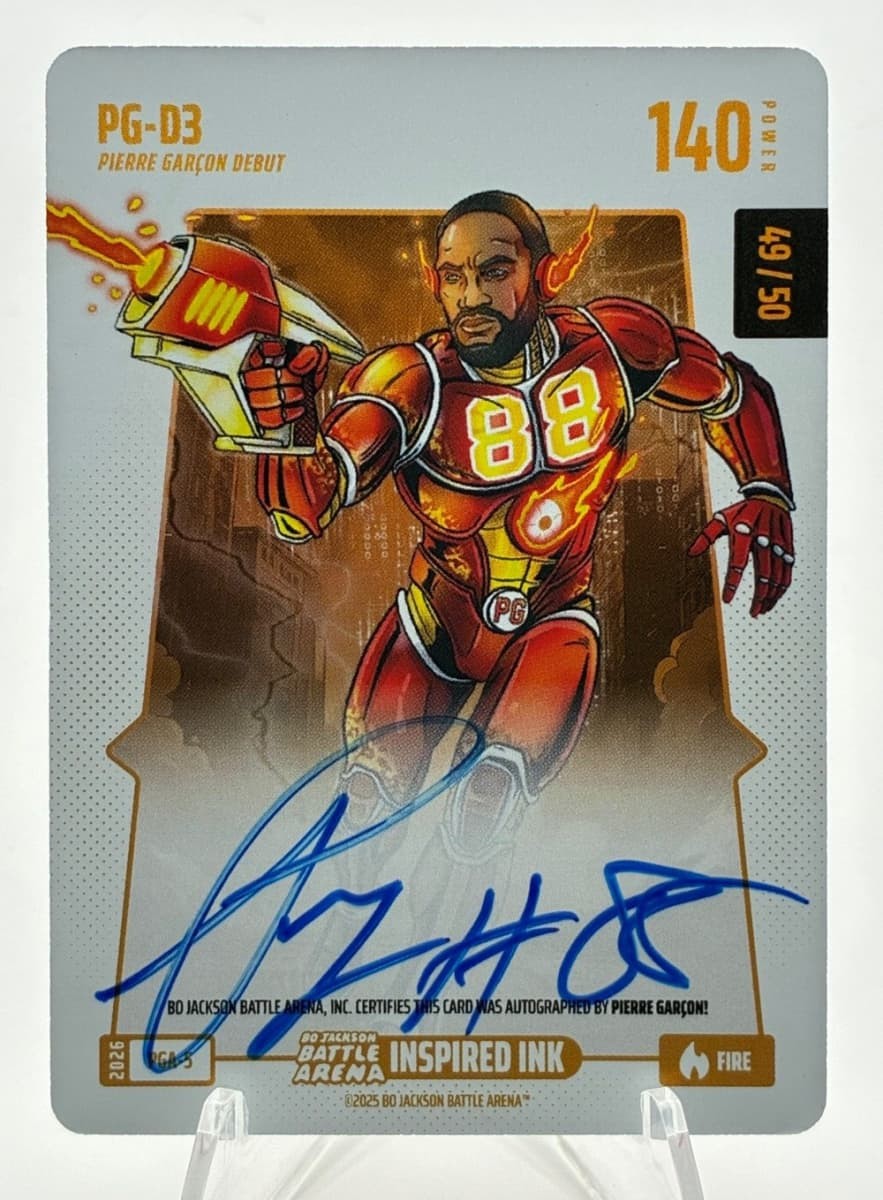 2026 Bo Jackson Battle Arena PG-D3 (Pierre Garçon) Fire Inspired Ink #PGA-5 2026 Bo Jackson Battle Arena PG-D3 (Pierre Garçon) Fire Inspired Ink #PGA-5