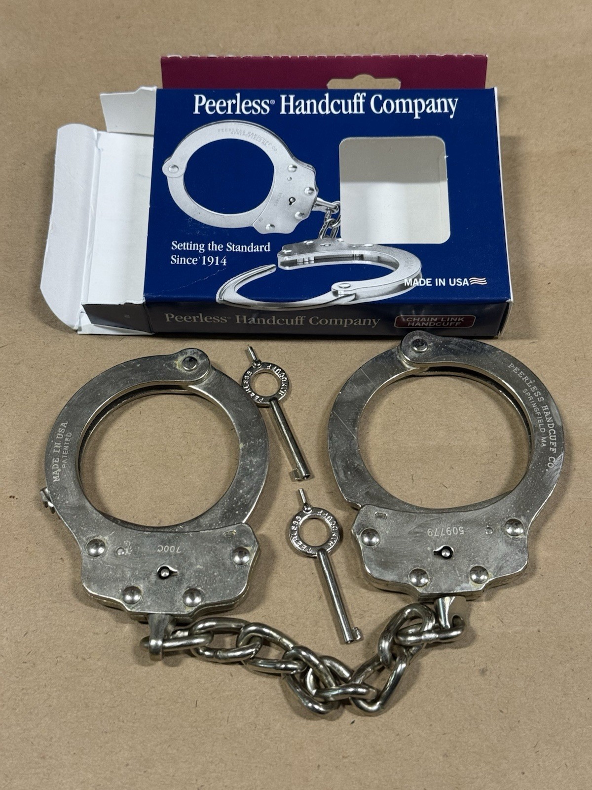 Peerless 700C-6X Chain Handcuff in Nickel - Unused