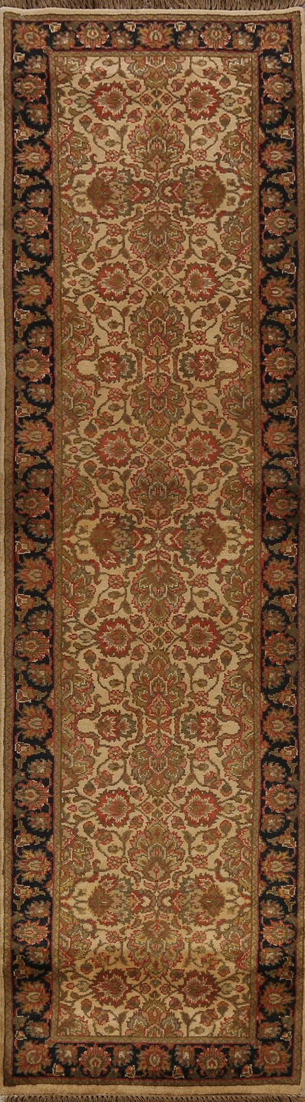 Floral Agra Oriental Runner Rug 3x10 Hand-knotted Wool Indian Carpet for Hallway