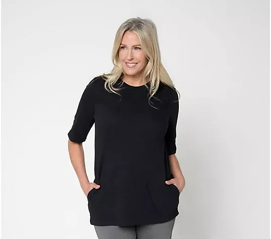 LOGO Lavish by Lori Goldstein Embellished Elbow Sleeve Tee NWT A724788 LOGO Lavish by Lori Goldstein Embellished Elbow Sleeve Tee NWT A724788
