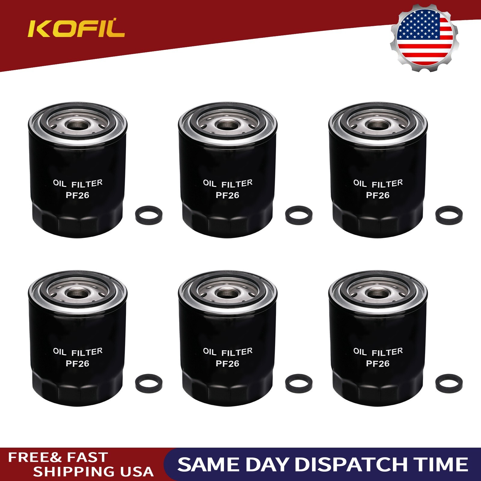 6 Pack - PF26 Engine Oil Filters for 2020-2024 Chevy Silverado/GMC Sierra