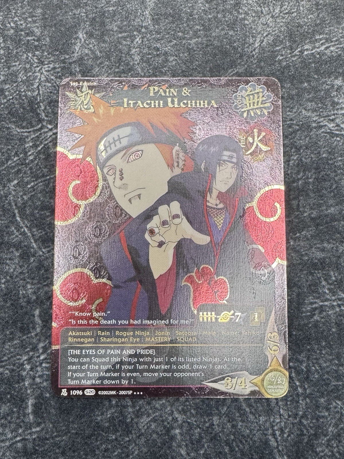 Pain & Itachi Uchiha N-1096 LP Bandai Naruto CCG Super Rare See Photos