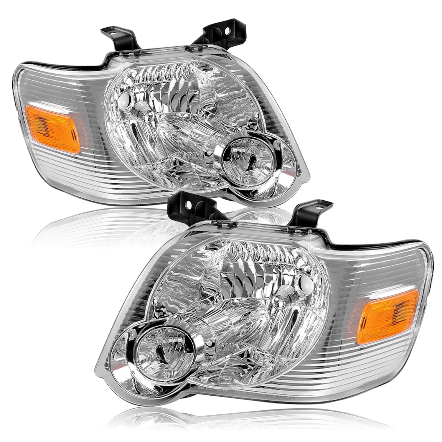 For 2006-2010 Ford Explorer Chrome Housing Halogen Headlights Lamps Pair 06-10 For 2006-2010 Ford Explorer Chrome Housing Halogen Headlights Lamps Pair 06-10