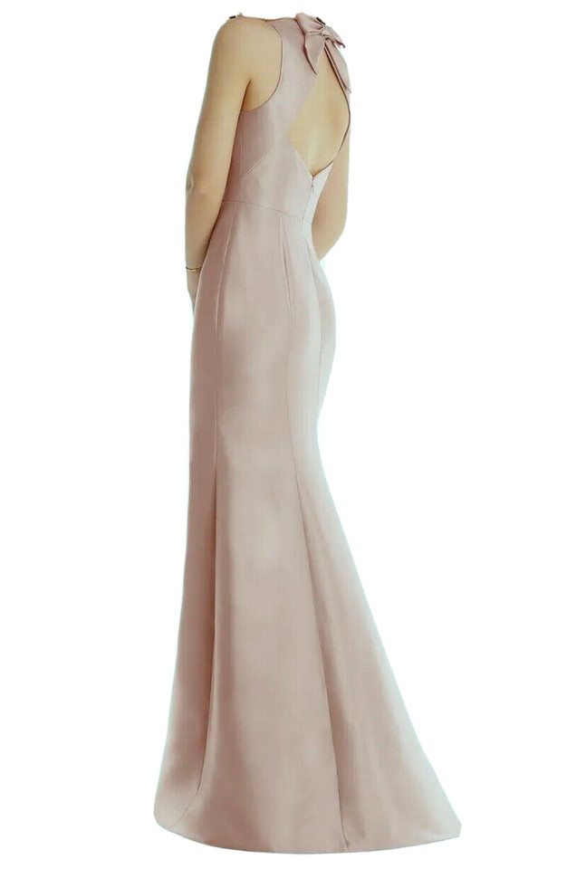Alfred Sung D824 Toasted Sugar Jewel Neck Open Back Bow Gown Size 10 $240 Alfred Sung D824 Toasted Sugar Jewel Neck Open Back Bow Gown Size 10 $240