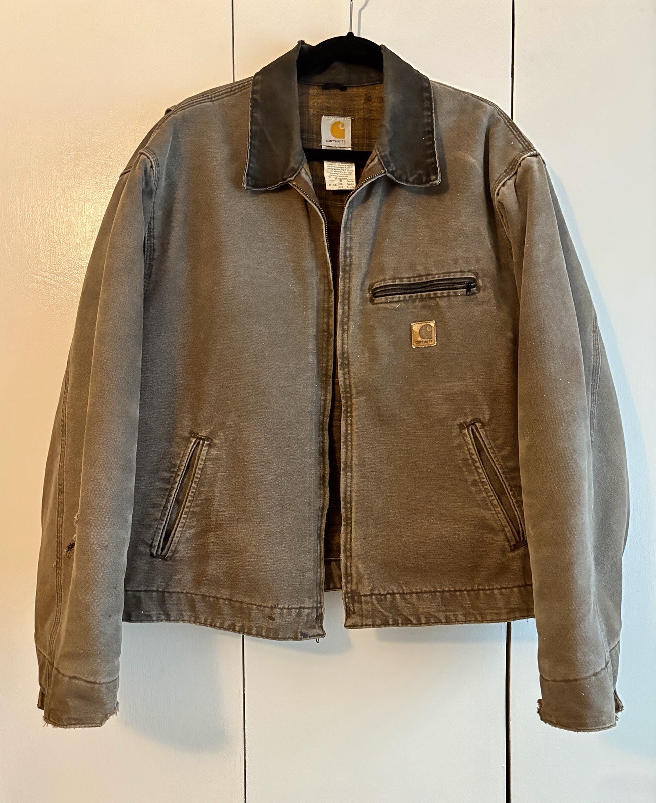 VTG Carhartt Detroit J97 CHT Jacket - Blanket Lined Chestnut Brown Gray USA Made