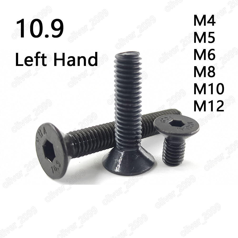 Black 10.9 Steel Hex Socket Bolts Countersunk Flat Head Screws Left Hand Thread Black 10.9 Steel Hex Socket Bolts Countersunk Flat Head Screws Left Hand Thread