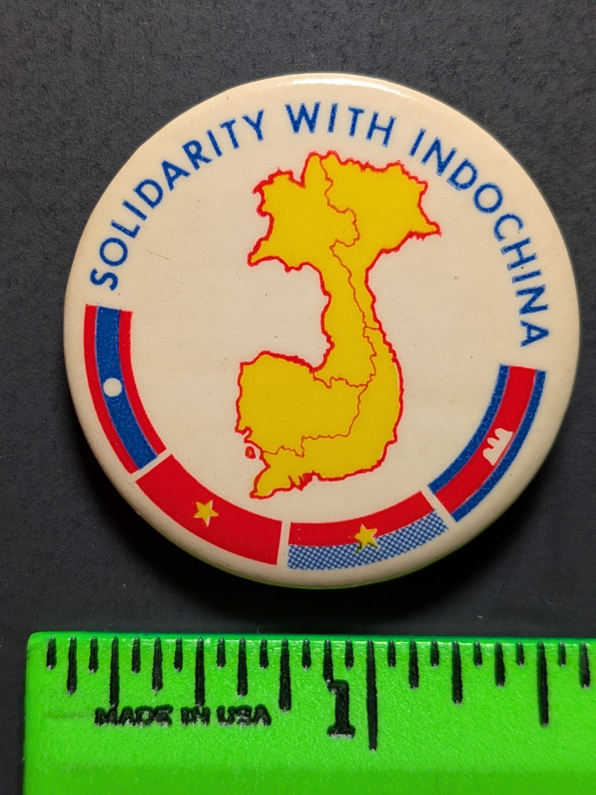 Vintage Solidarity with Indo China Pinback Pin