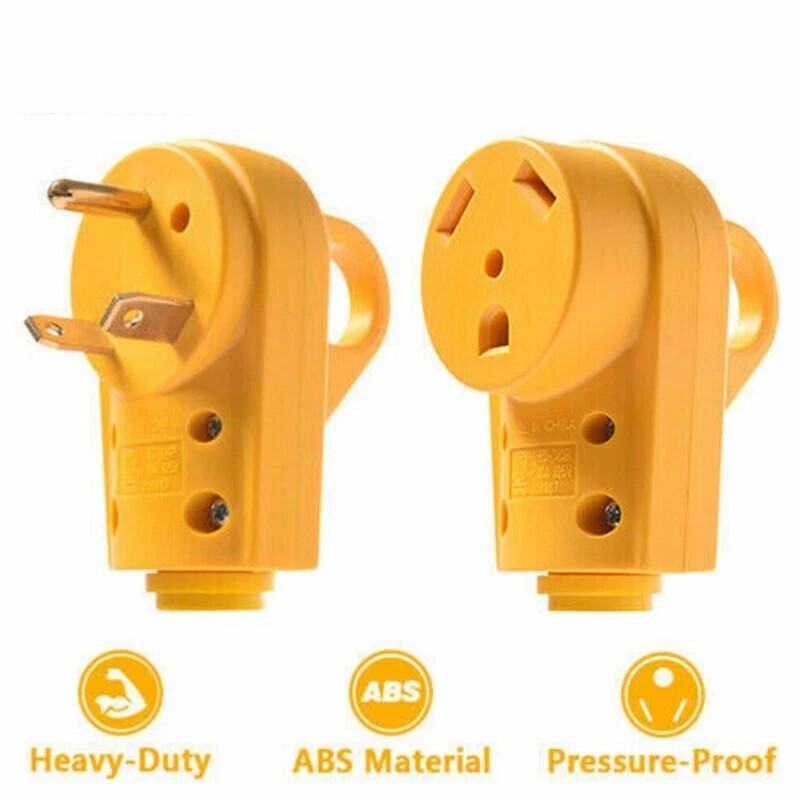 30 Amp RV Plug Male and Female Plug Set Yellow Camper Plug Electrical 125V 30 Amp RV Plug Male and Female Plug Set Yellow Camper Plug Electrical 125V