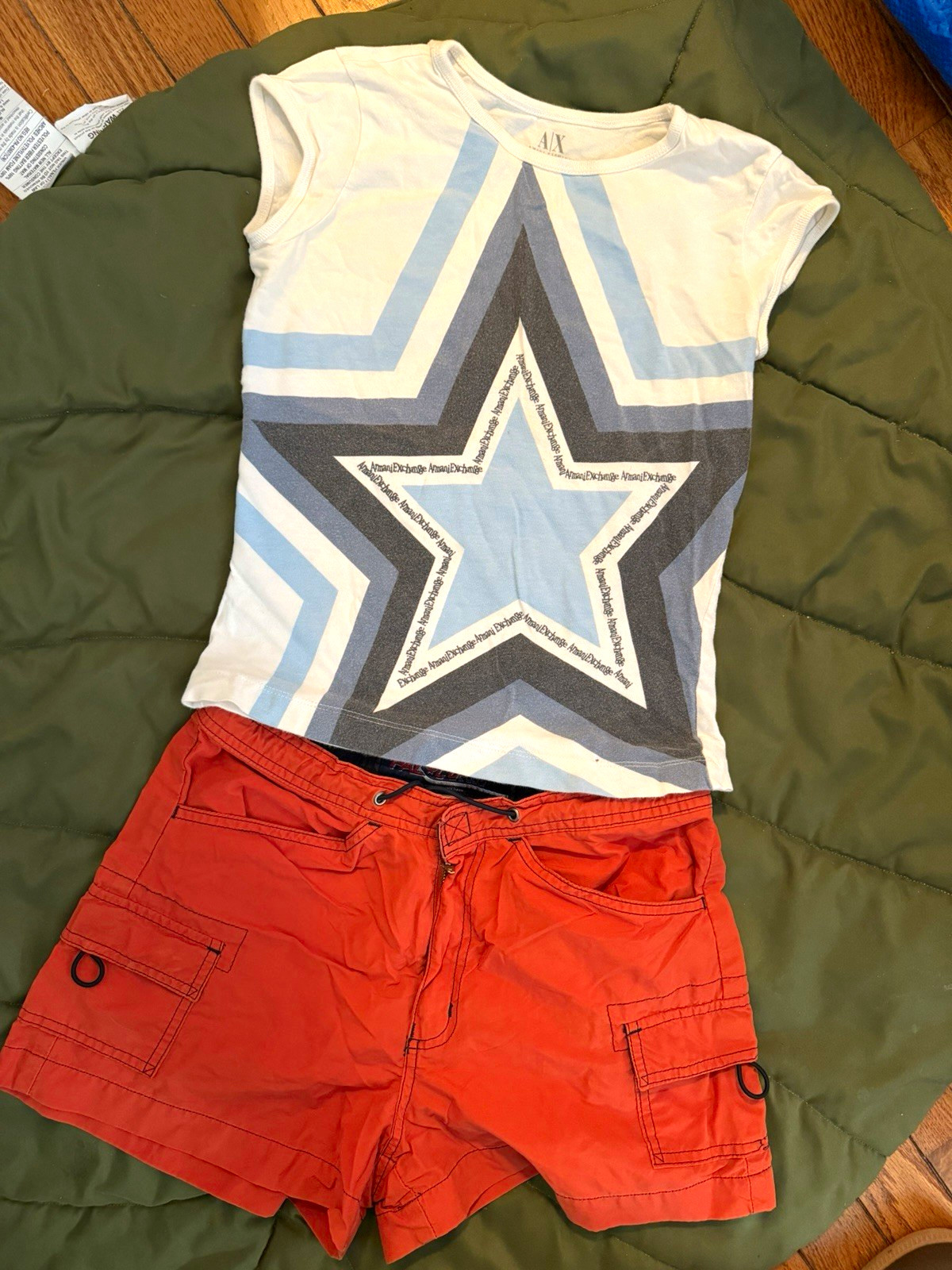 Y2K Armani Exchange A|X Star Graphic + PAL CO 2005 CARGO orange girl Size S Y2K Armani Exchange A|X Star Graphic + PAL CO 2005 CARGO orange girl Size S
