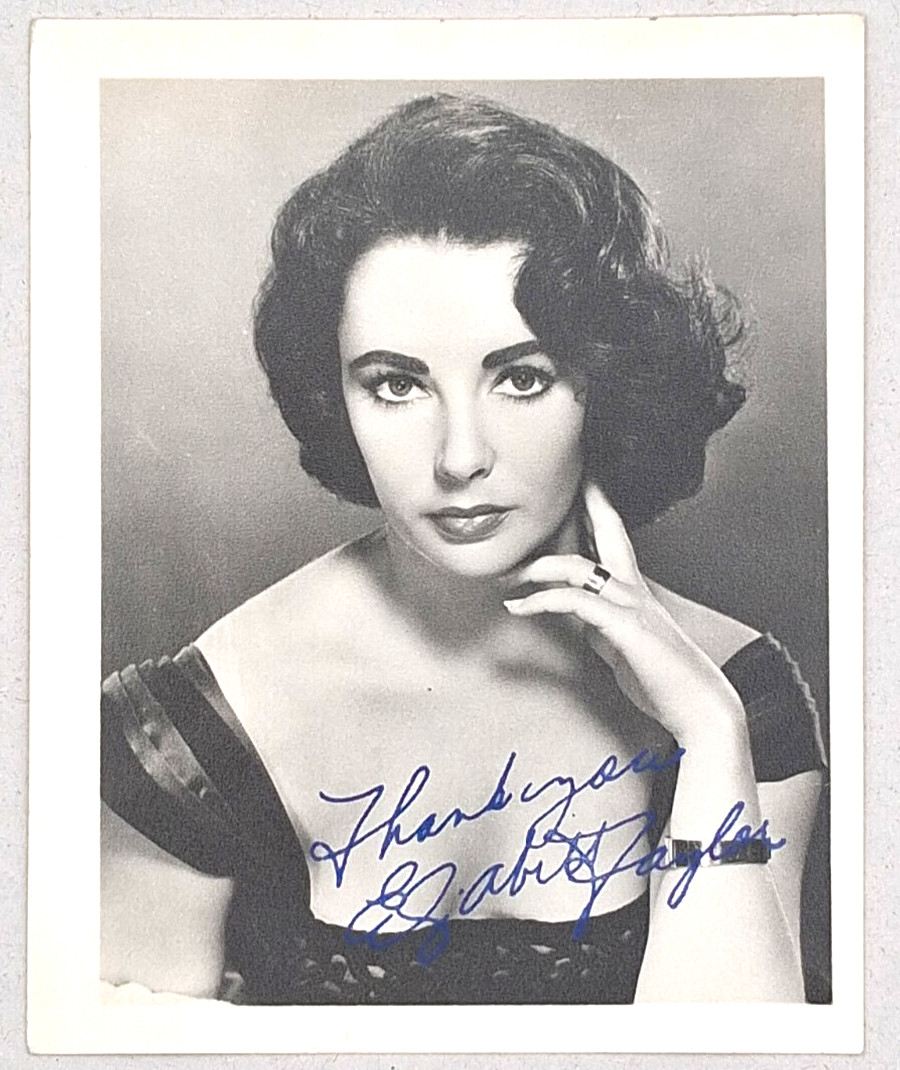 Vintage Elizabeth Taylor Signed Autographed B&W Photo Hollywood Actress