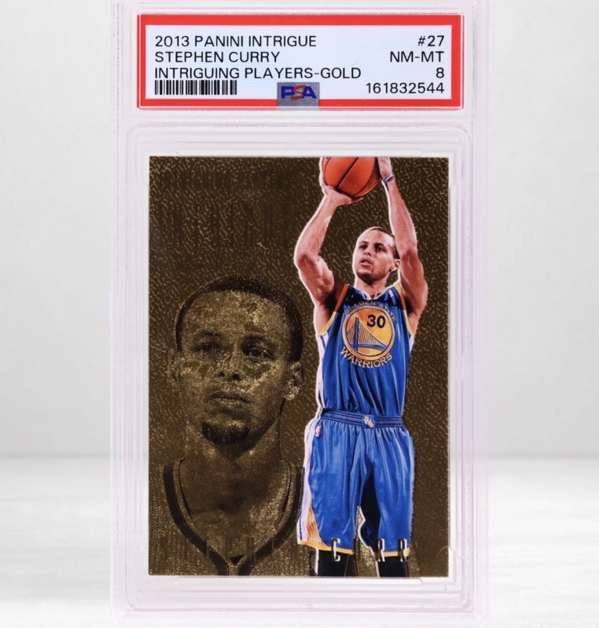 2013-14 Panini Intrigue - Intriguing Players Stephen Curry #21 Gold /10 Psa 8