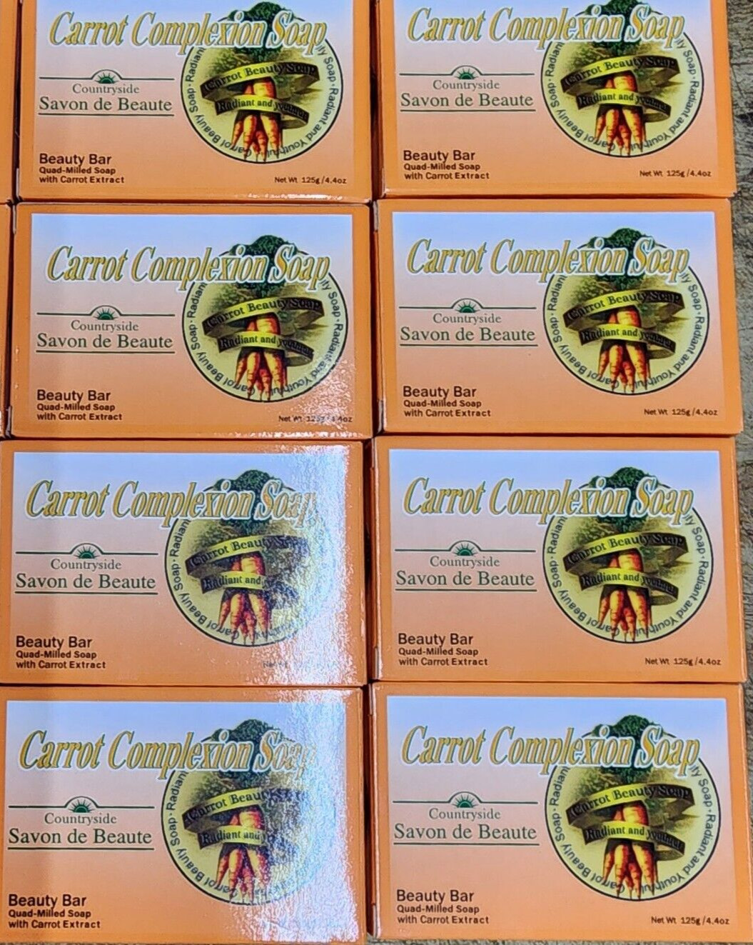 8-Bars Soap CARROT COMPLEXION  BEAUTY BAR WITH CARROT OIL 125g each  BRAND NEW