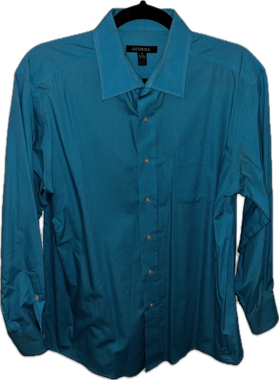 George Dress Shirt Size 15-15.5 32-33 Malibu Blue Long Sleeve George Dress Shirt Size 15-15.5 32-33 Malibu Blue Long Sleeve