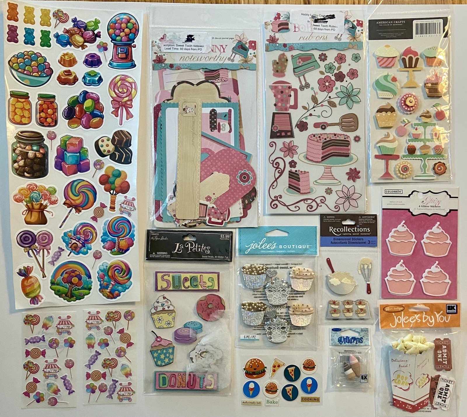 Food, Sweets Stickers Lot Jolee’s Boutique, Bo Bunny, Recollections Etc