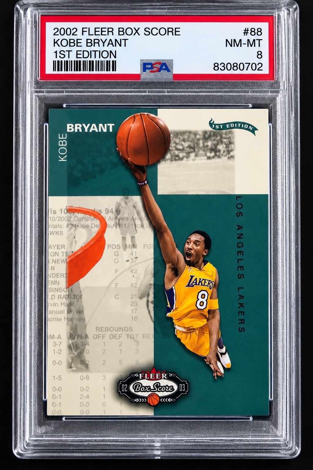 2002-03 Fleer Box Score Kobe Bryant #88 1st Edition /100 PSA 8 Lakers