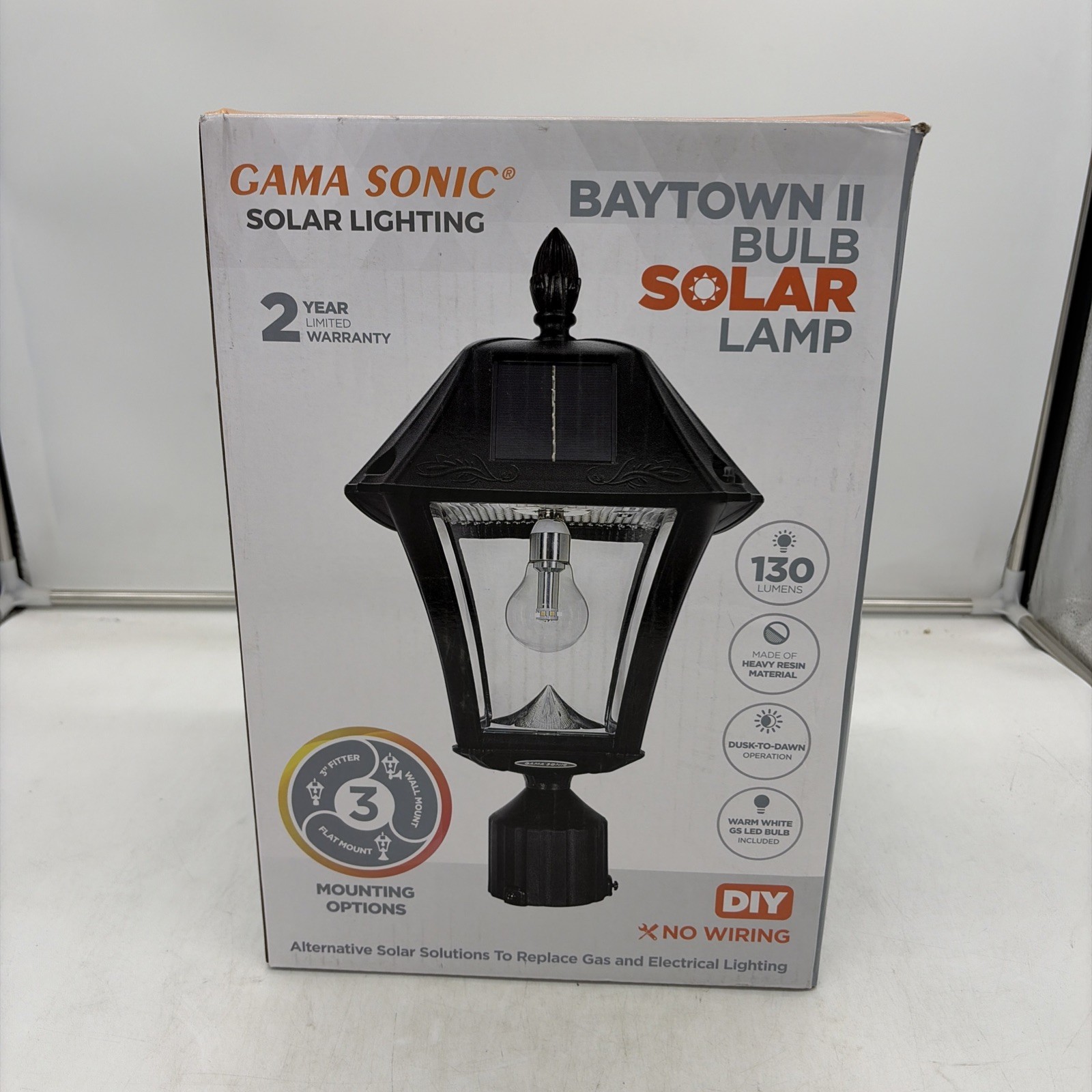 GAMA SONIC Baytown II Black Outdoor Solar LED Landscape Post Light (105B033)