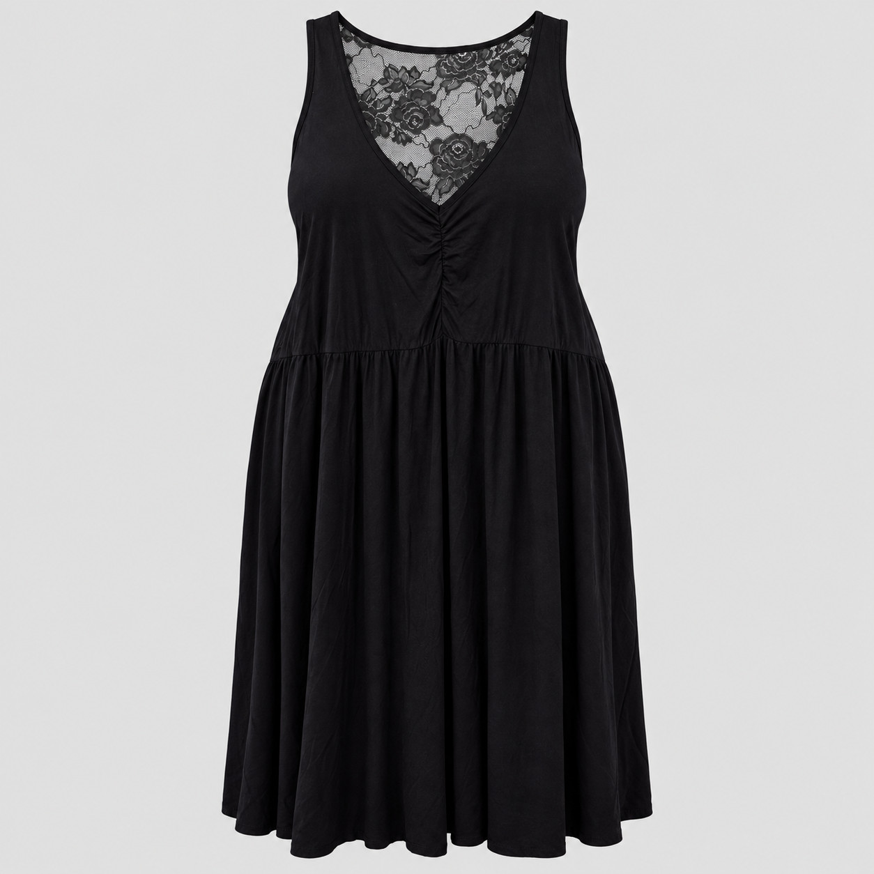 Torrid 4X Supersoft Jersey Lace Back Babydoll Sleep Gown Black NWT