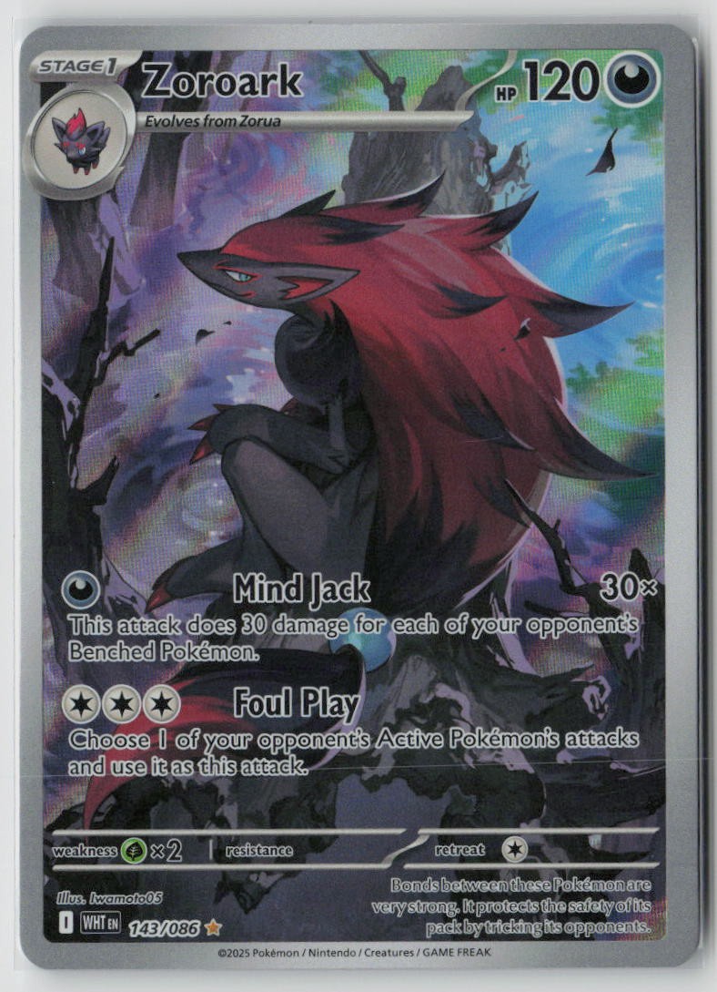 Pokemon TCG Zoroark White Flare 143/086 Illustration Rare Holo Near Mint