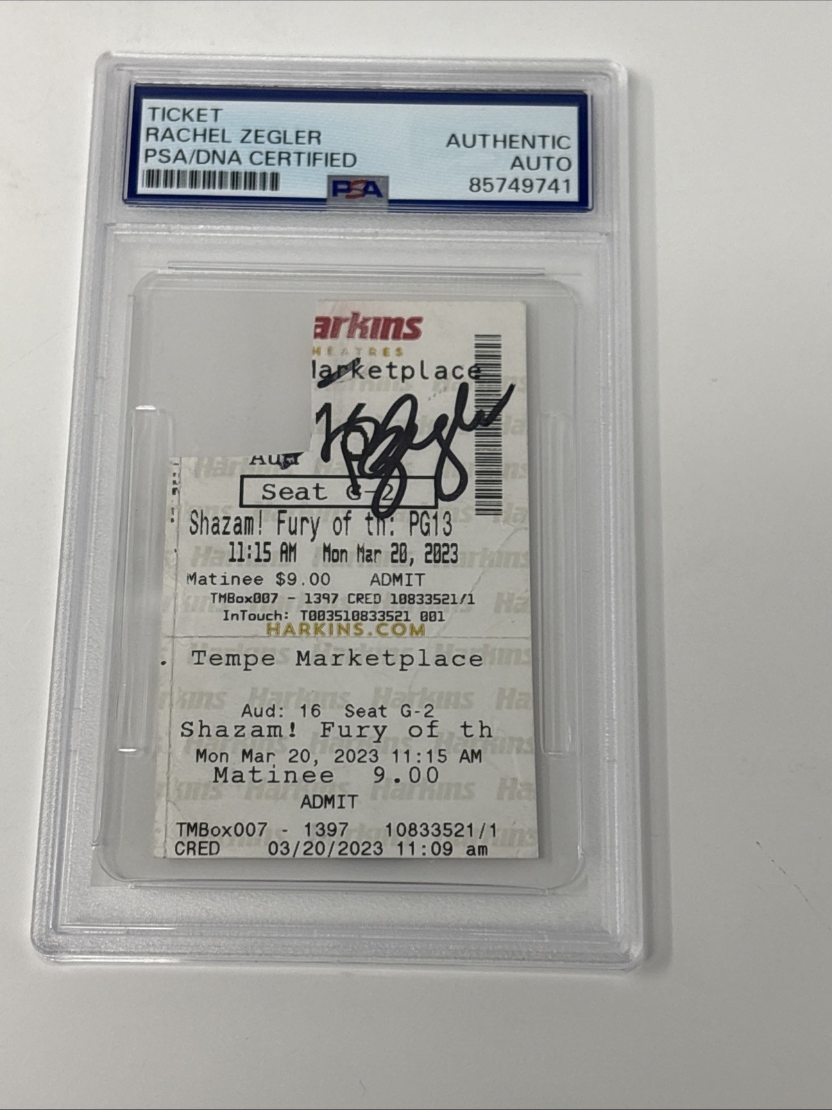 Rachel Zegler Signed Shazam Movie Ticket From Shazam Fury Of The Gods PSA DNA