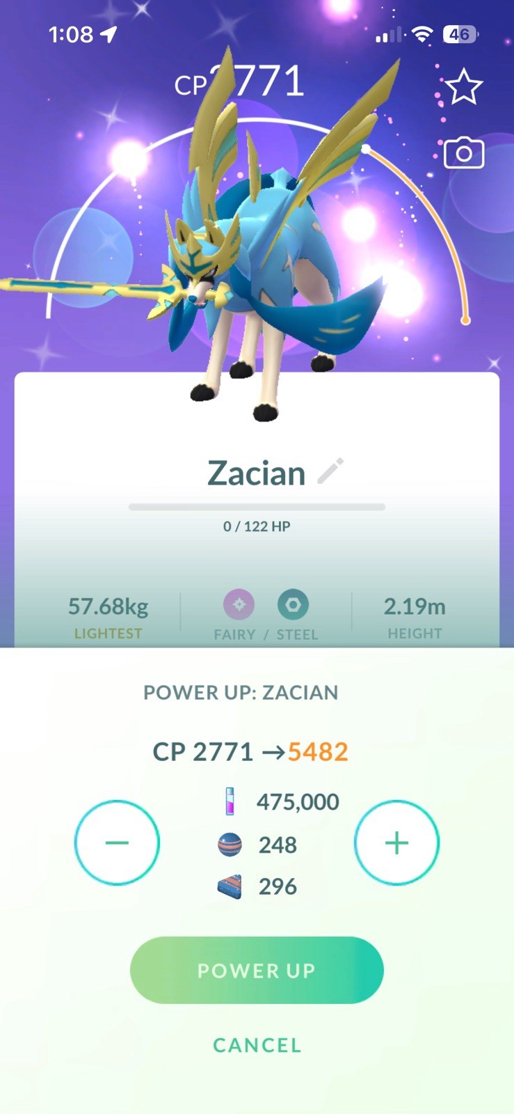 ✨Pokemon Tra-de Go✨Level 50 Shiny Crowned Zacian✨3 Moves
