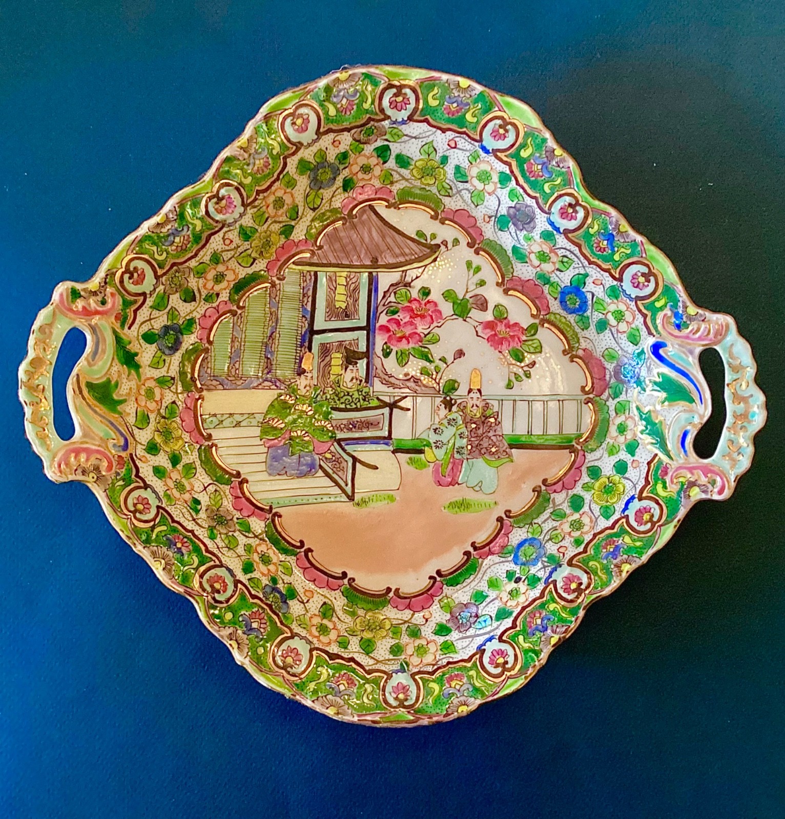 ~Antique Hand Painted Japanese Export Porcelain Plate - Meiji Era - 12”