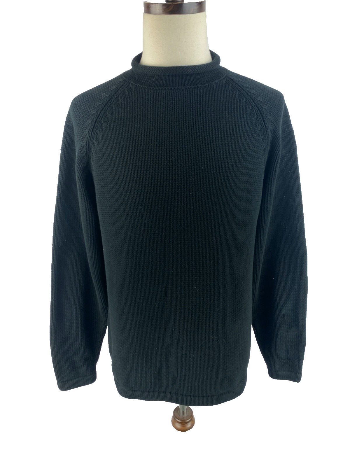 Vtg J. Crew Roll Neck Sweater Men M Oarsman Fisherman Wool Knit Pullover Heavy