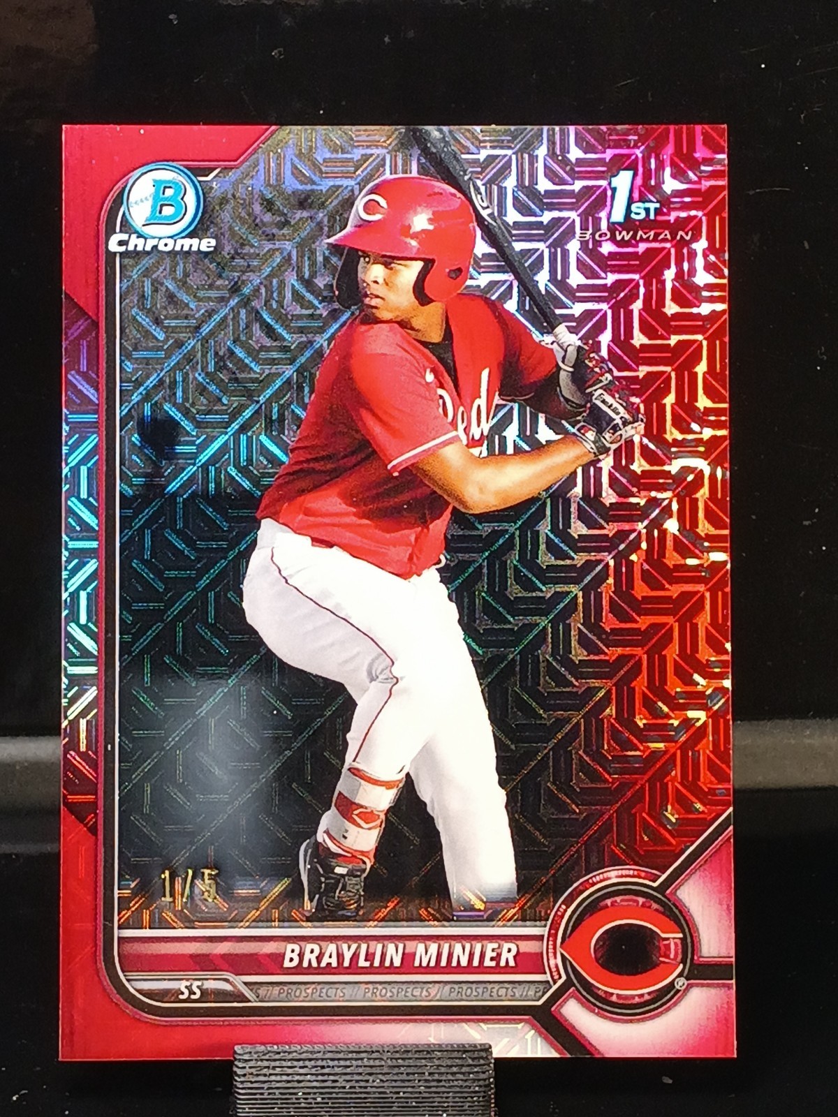 2022 Bowman Chrome 1st Red Mojo Refractor /5 #BCP93 Braylin Minier Cincinnati 