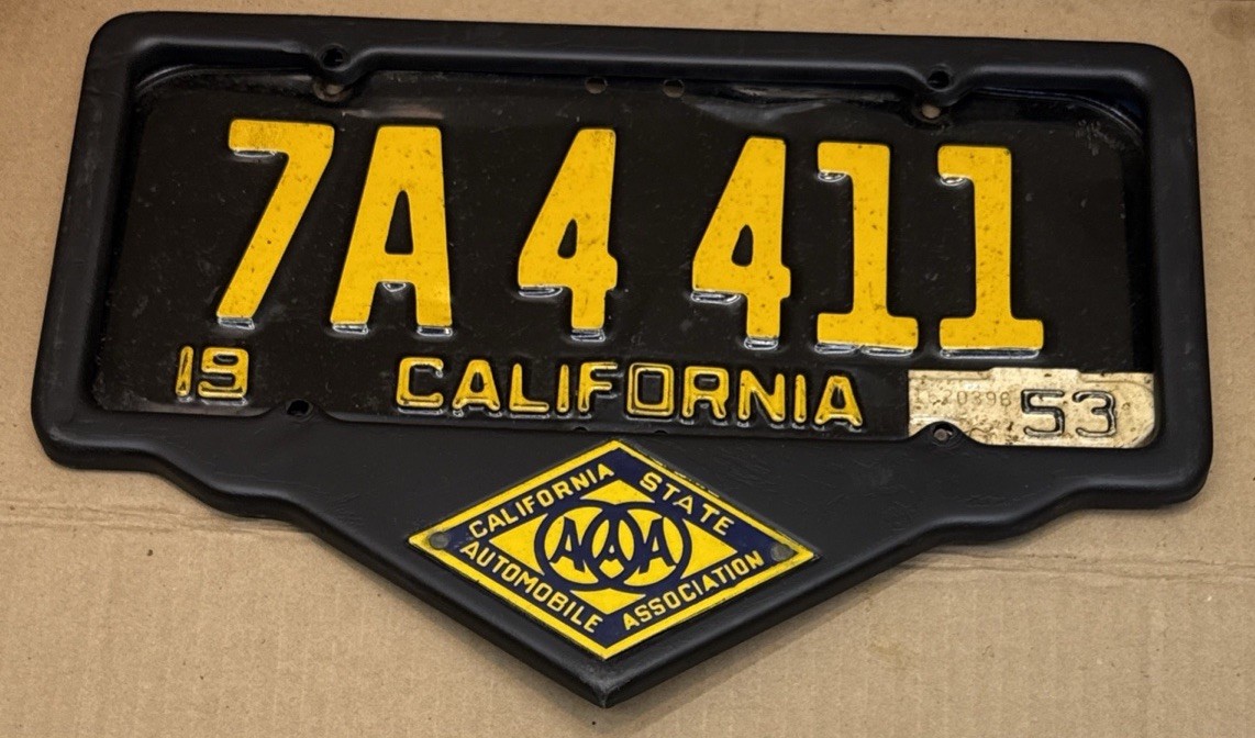 RARE 1940s-1955 “ AAA “ LARGE LICENSE PLATE FRAME (Repainted) Frame Only RARE 1940s-1955 “ AAA “ LARGE LICENSE PLATE FRAME (Repainted) Frame Only