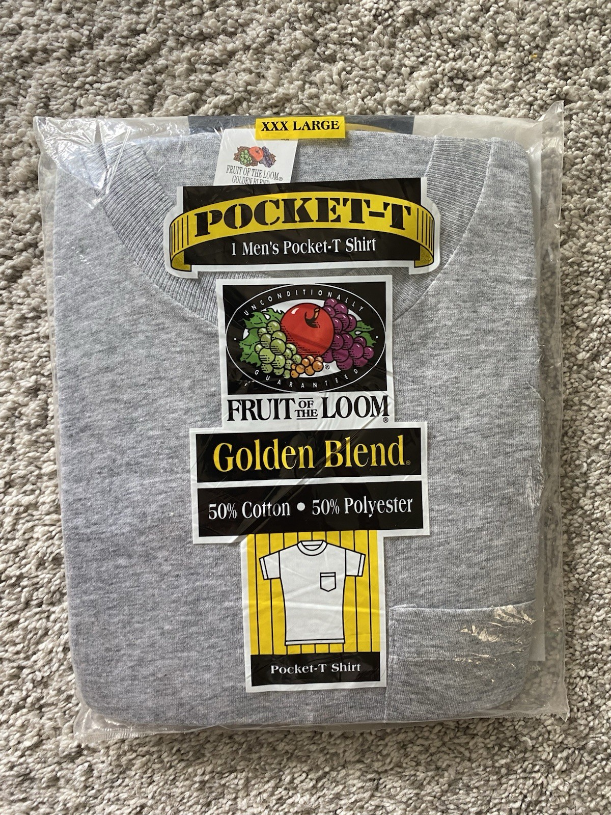 Vtg 90s Fruit of the Loom NEW Men\'s Pocket Tee T Shirt Golden Blend Sz 3XL
