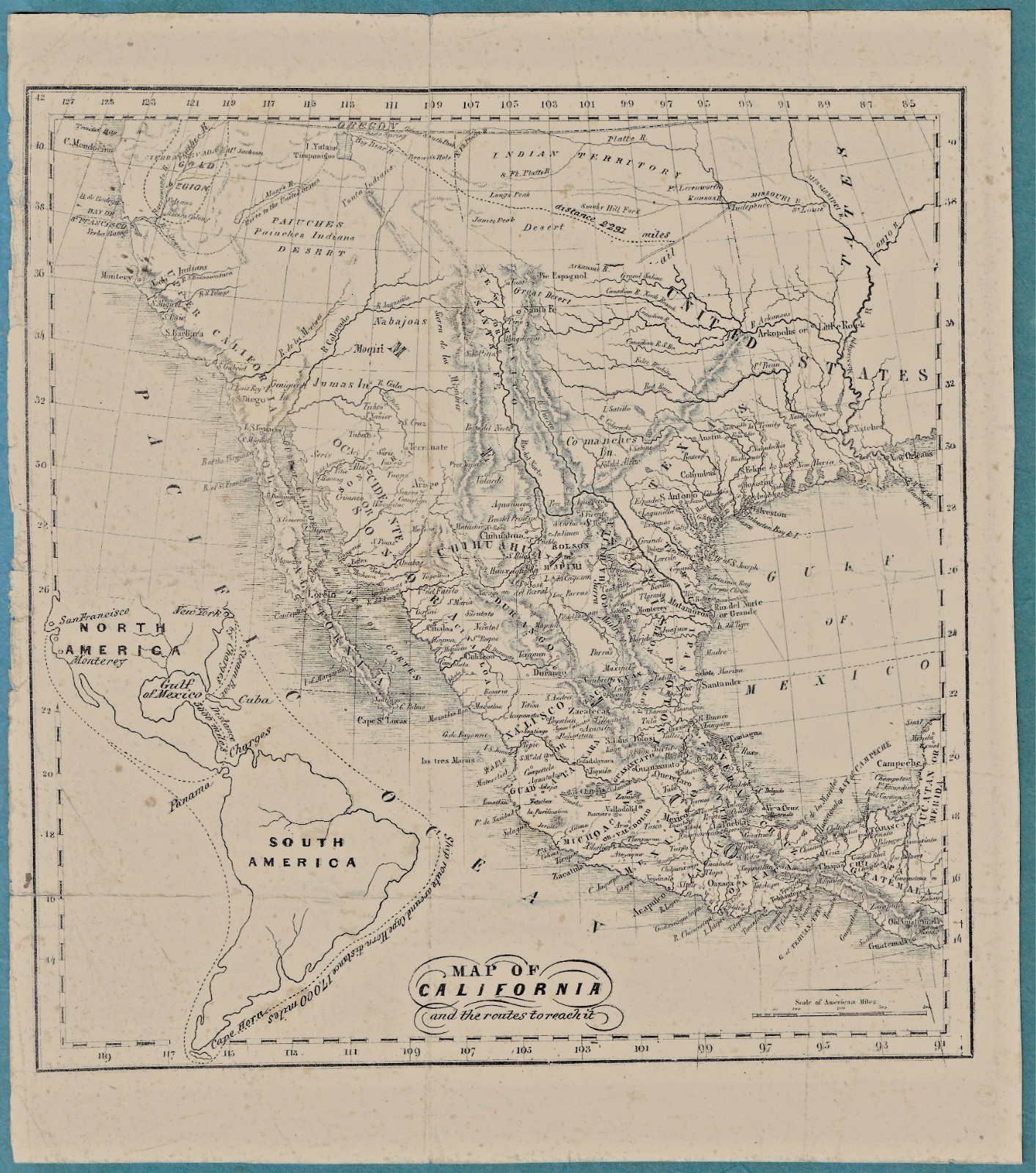 RARE 1848 Henry I Simpson GOLD RUSH Map ~ CALIFORNIA and the Routes To Reach It