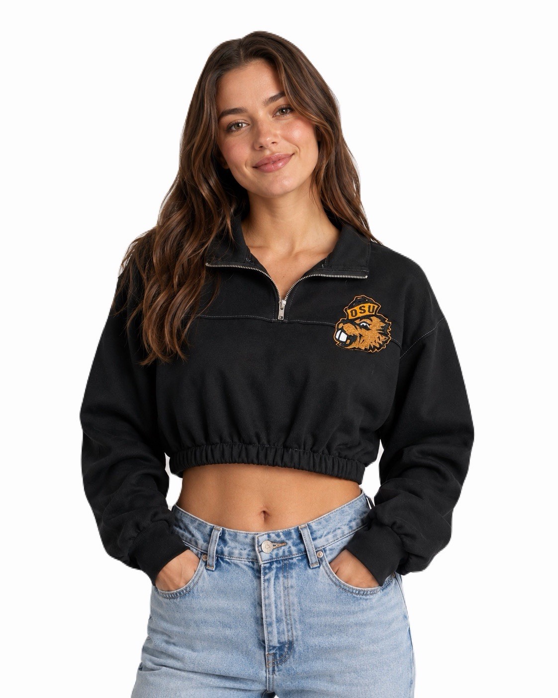 Oregon State University Beavers Cropped Half Zip Longsleeve Lelis Collection XS