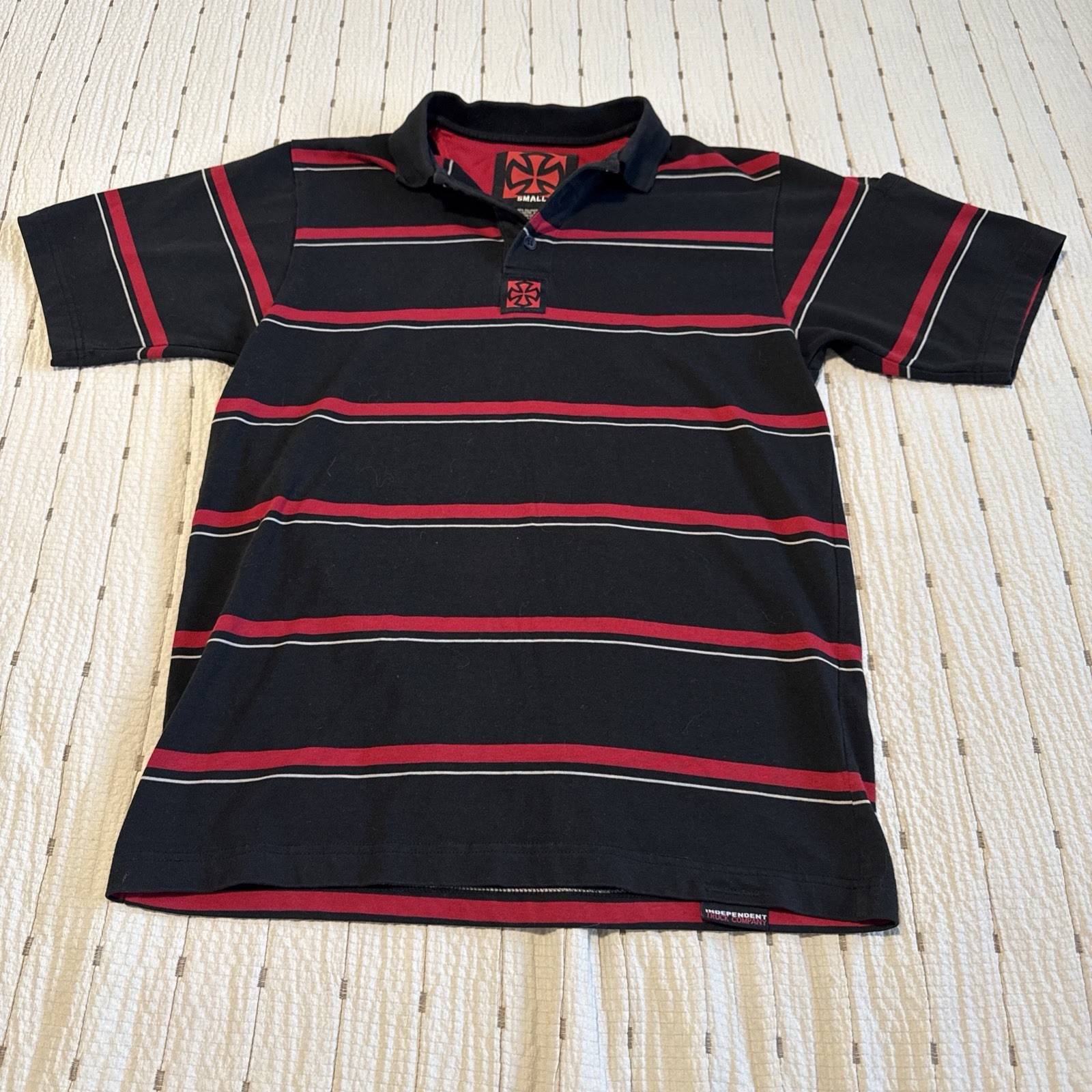 Vintage Independent Truck Co Shirt Mens Small Polo Striped Skate Y2K Vintage Independent Truck Co Shirt Mens Small Polo Striped Skate Y2K