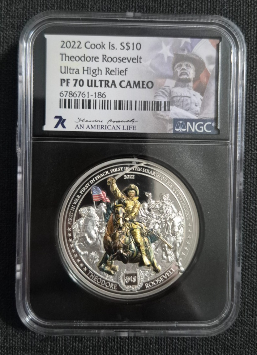 2022 Theodore Roosevelt S$10 Cook Island 2 oz Silver NGC PF 70 Ultra Cameo UHR