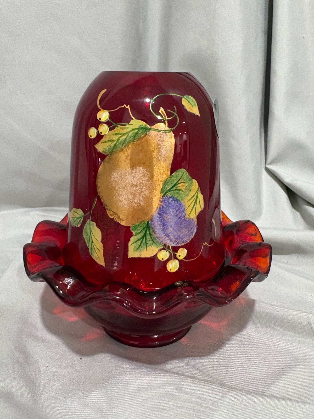 Fenton 5980 3V Ruby Red Gilded Harvest Fairy Light Signed M Caplinger Fenton 5980 3V Ruby Red Gilded Harvest Fairy Light Signed M Caplinger