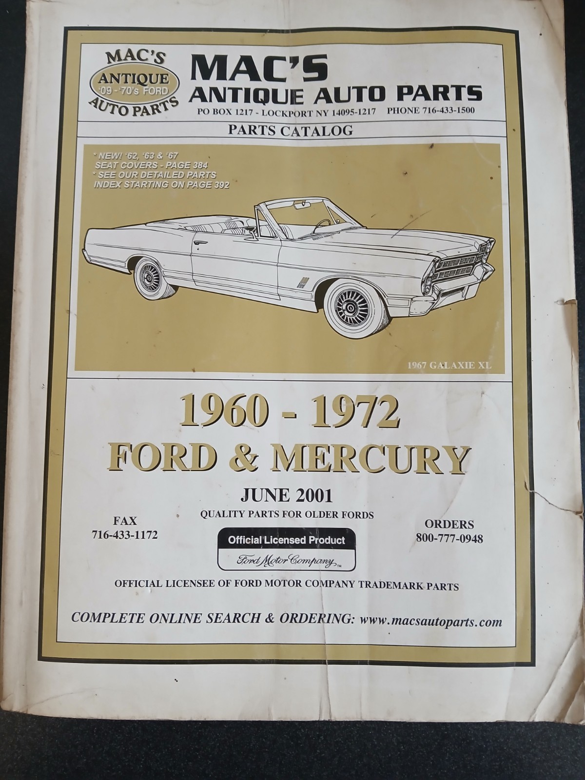 MAC\'S Antique Auto Parts Catalog 1960-1972 Ford & Mercury June 2001 edition 