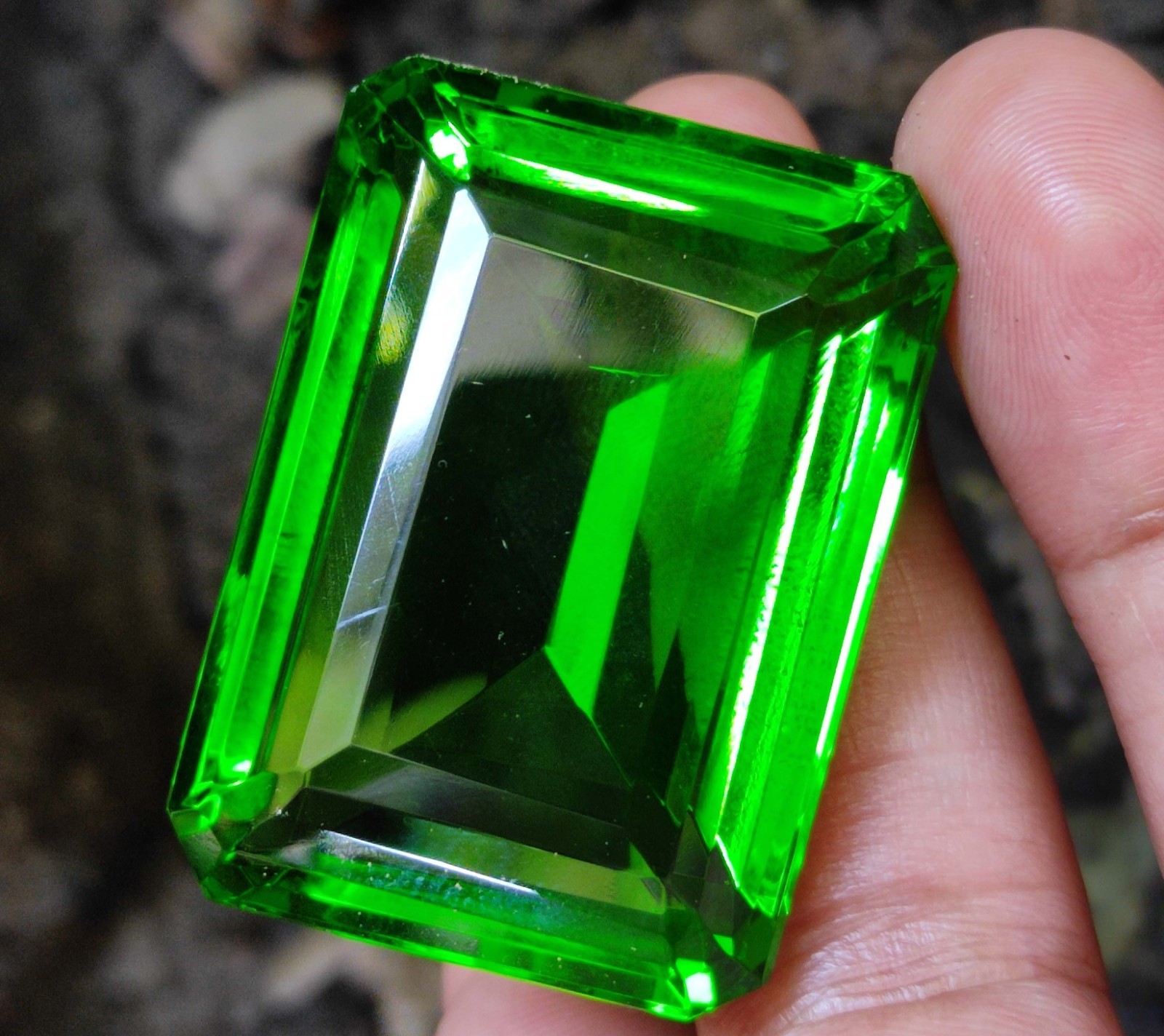 A+ Emerald Cut Green Cut 150 Ct+Natural Brazilian Topaz Certified Loose Gemstone