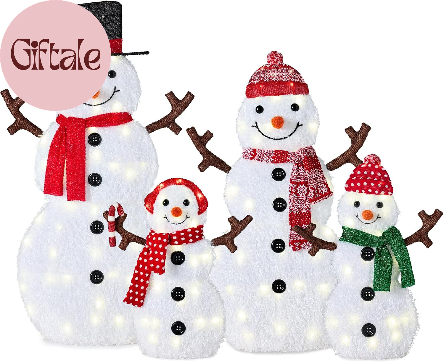 4Ft 4-Piece 2D Lighted Christmas Snowman Family Set, Large Outdoor Yard Decor Ho 4Ft 4-Piece 2D Lighted Christmas Snowman Family Set, Large Outdoor Yard Decor Ho